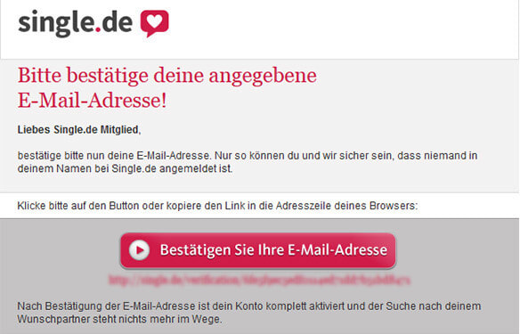 Bevor das Flirten losgeht, sollte man noch die E-Mail bestätigen