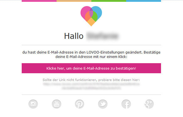 Bevor das Kennenlernen erfolgen kann, sollte man noch die E-Mail bestätigen