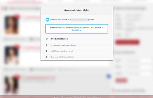 Bevor man die Partnervorschläge sehen kann, muss man einen Link per Mail klicken